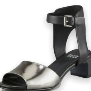 Eileen Fisher black and silver ankle strap sandals size 9.5